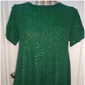 NWT LuLaRoe Carly XXS Green Sparkle Dress Elegant Christmas Holiday